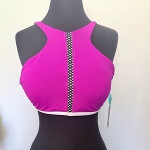 Women's Hollywood high neck fuschia swim top size D